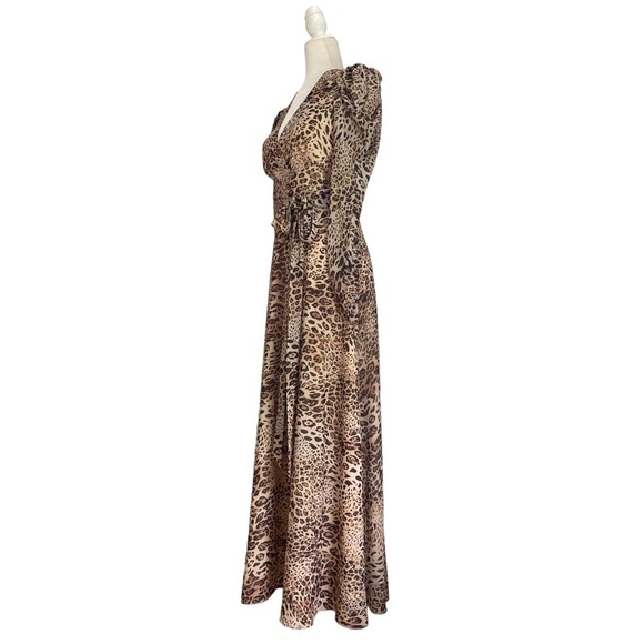 Ronny Kobo Leopard Bernadette Dress Chiffon Leopard Print Maxi Dress NWT - Picture 11 of 12